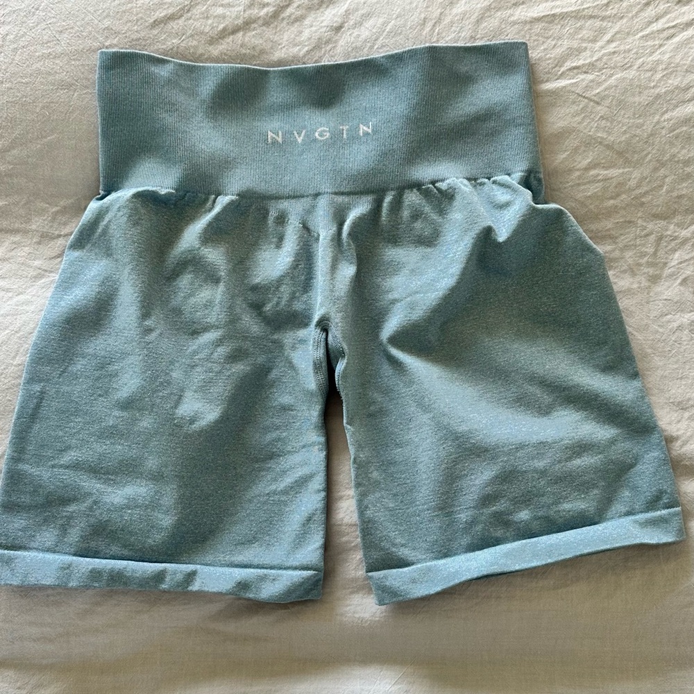NVGTN Sky Blue Ribbed Shorts